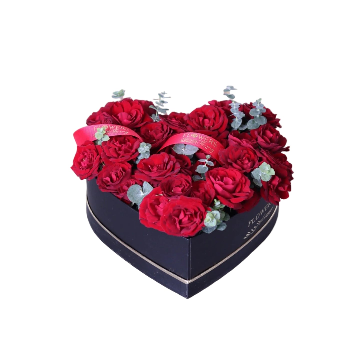 Show your love with this charming heart-shaped arrangement, featuring vibrant red spray roses complemented by fresh eucalyptus leaves. Elegantly presented in a small heart-shaped box, it’s the perfect gift to express affection, celebrate special moments, or simply brighten someone’s day. Enjoy fast delivery within Dubai for a truly memorable surprise.