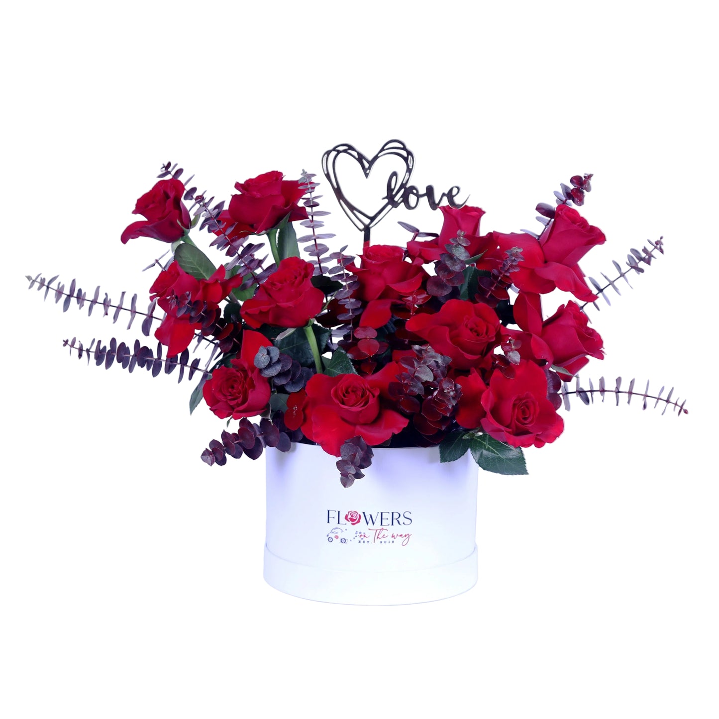Express timeless love with our 12 Red Roses with Eucalyptus in a Small White Acrylic Box. This elegant arrangement features a dozen fresh red roses beautifully paired with soft eucalyptus, all showcased in a modern transparent acrylic box with a clean white finish. Perfect for Valentine’s Day, anniversaries, romantic surprises, birthdays, or special celebrations, this luxurious floral box combines classic romance with contemporary design.