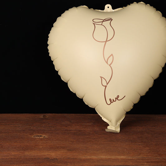 Ivory heart balloon with a fine rose outline