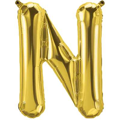 بالون حرف N ذهبي (هيليوم) | Gold Helium Balloon – Letter N - Flowers On The Way