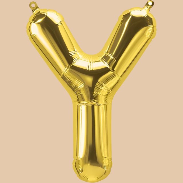 بالون حرف Y ذهبي (هيليوم) | Gold Helium Balloon – Letter Y - Flowers On The Way