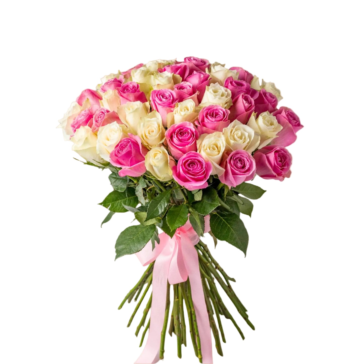 Add a timeless touch of beauty with our Pure Touch Bouquet – a simple yet elegant arrangement of 50 pink and white roses. The soft pink blooms convey love and tenderness, while the crisp white roses reflect purity and grace. A perfect choice for romantic gestures or heartfelt occasions.