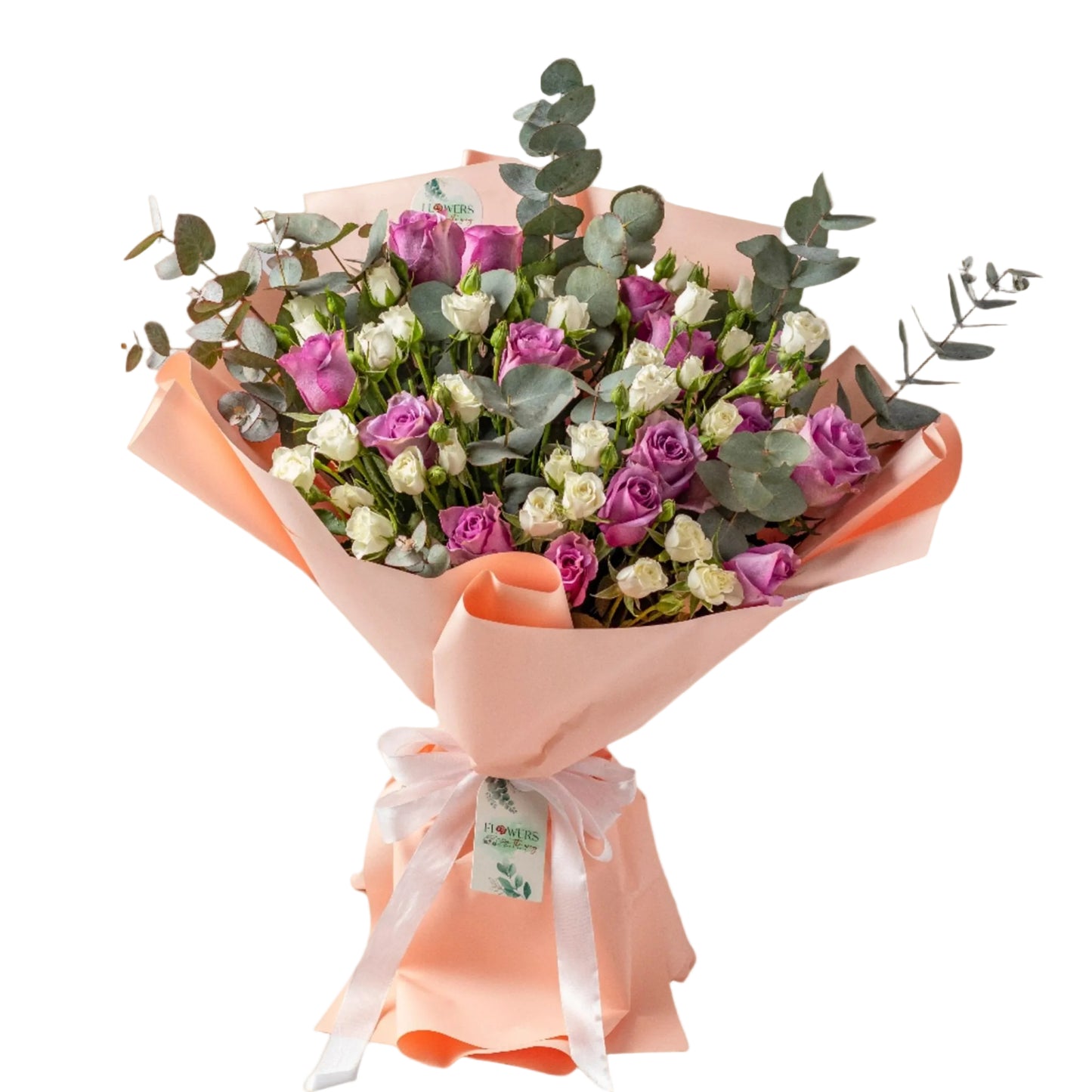 A bouquet full of softness and elegance — White & Purple Baby Rose Bouquet (Whisper of Hues) features a graceful mix of white and lavender baby roses. Blending purity with delicate charm, it's perfect for calm celebrations, thank-you gifts, or adding a refined touch to any day. Available with fast flower delivery in Dubai.