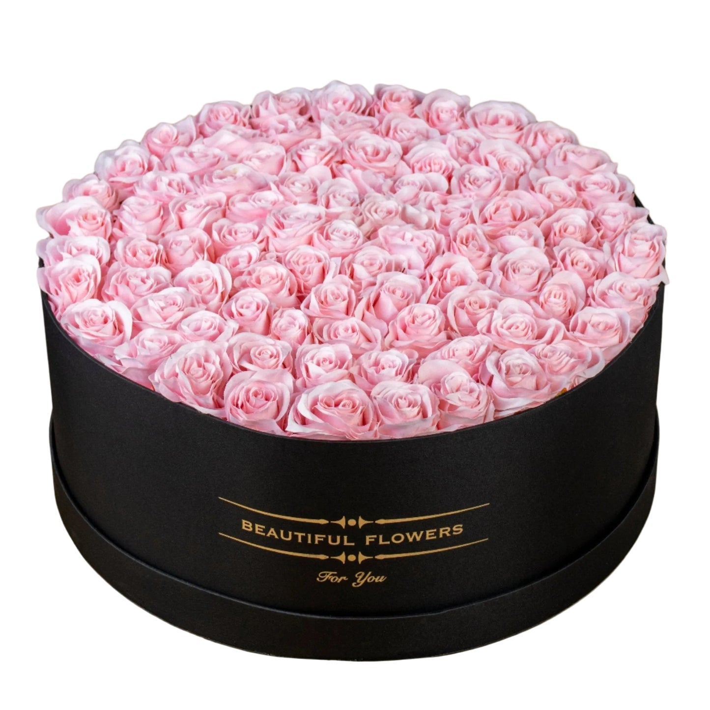 Refined luxury wrapped in soft elegance — The Grace of Pink is a grand black box filled with 119 blush pink roses, carefully arranged to radiate sophistication and charm. A perfect floral gift for cherished occasions, graceful celebrations, or heartfelt gestures that deserve a luxurious touch. Available with fast flower delivery in Dubai.