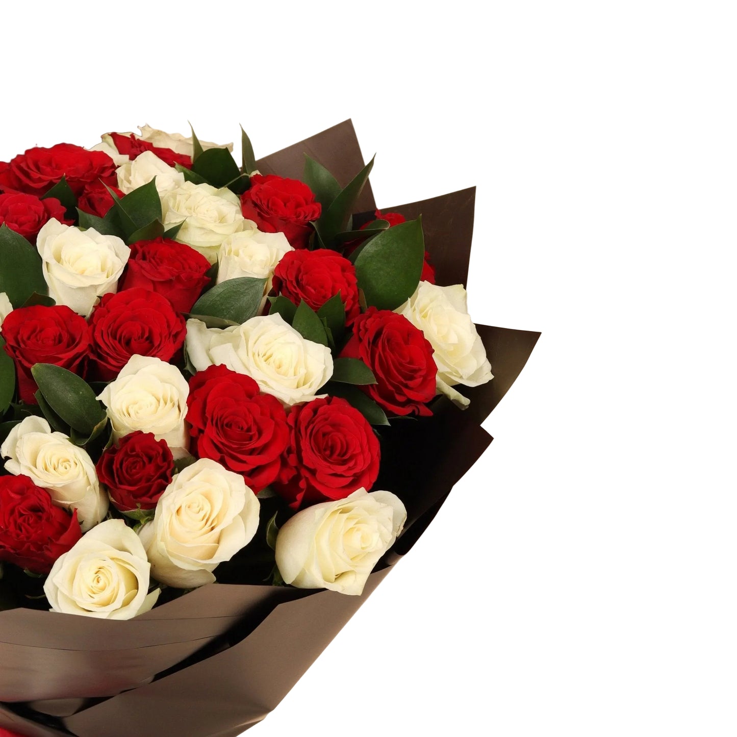 Classic Love is a luxurious bouquet of 50 fresh roses in red and white, beautifully arranged to reflect both passion and purity. Wrapped in elegant black paper, the contrast enhances the bold colors and gives it a timeless, sophisticated look.
Perfect for romantic gestures, anniversaries, or heartfelt expressions of love and appreciation. Handcrafted with premium blooms and available for same-day delivery in Dubai.