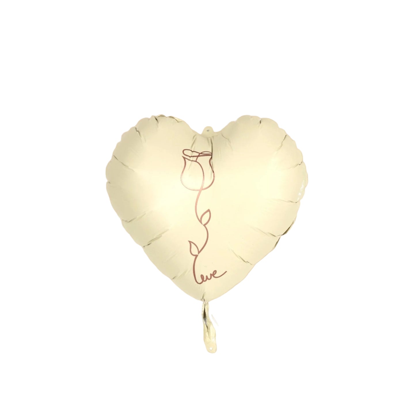 An elegant light white heart-shaped helium balloon that symbolizes purity, simplicity, and grace. Perfect for refined occasions like engagements, baby showers, or heartfelt gestures. Beautifully complements floral arrangements and luxury gifts.