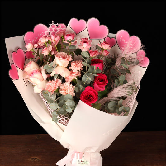 Pink Hearts Get Well Bouquet - alternate view