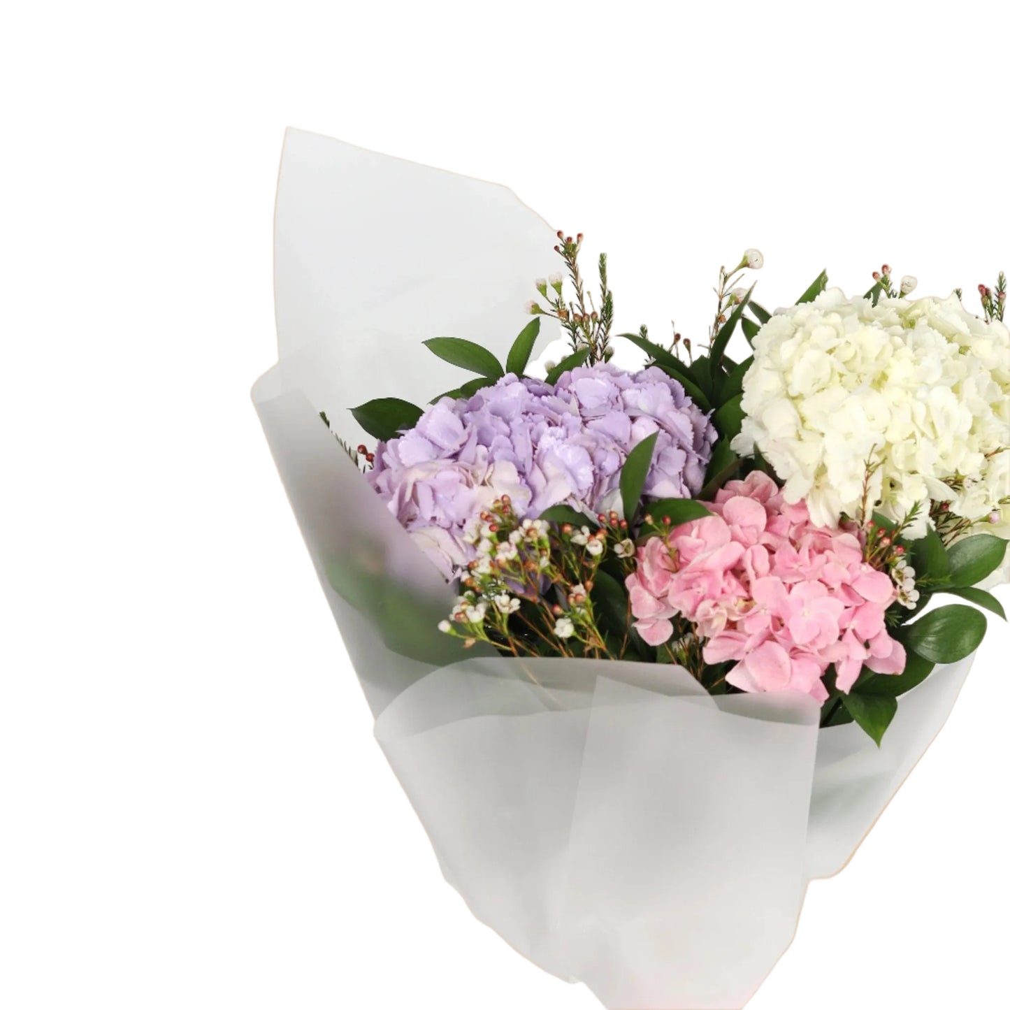 "رُقي الهدرنجا – بوكيه هدرنجا أبيض وبنفسجي" "Hydrangea Elegance – White & Purple Bouquet" - Flowers On The Way