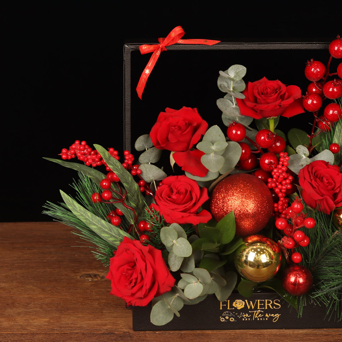 Royal Framed Holiday - alternate view, luxury Christmas flower box delivery Dubai