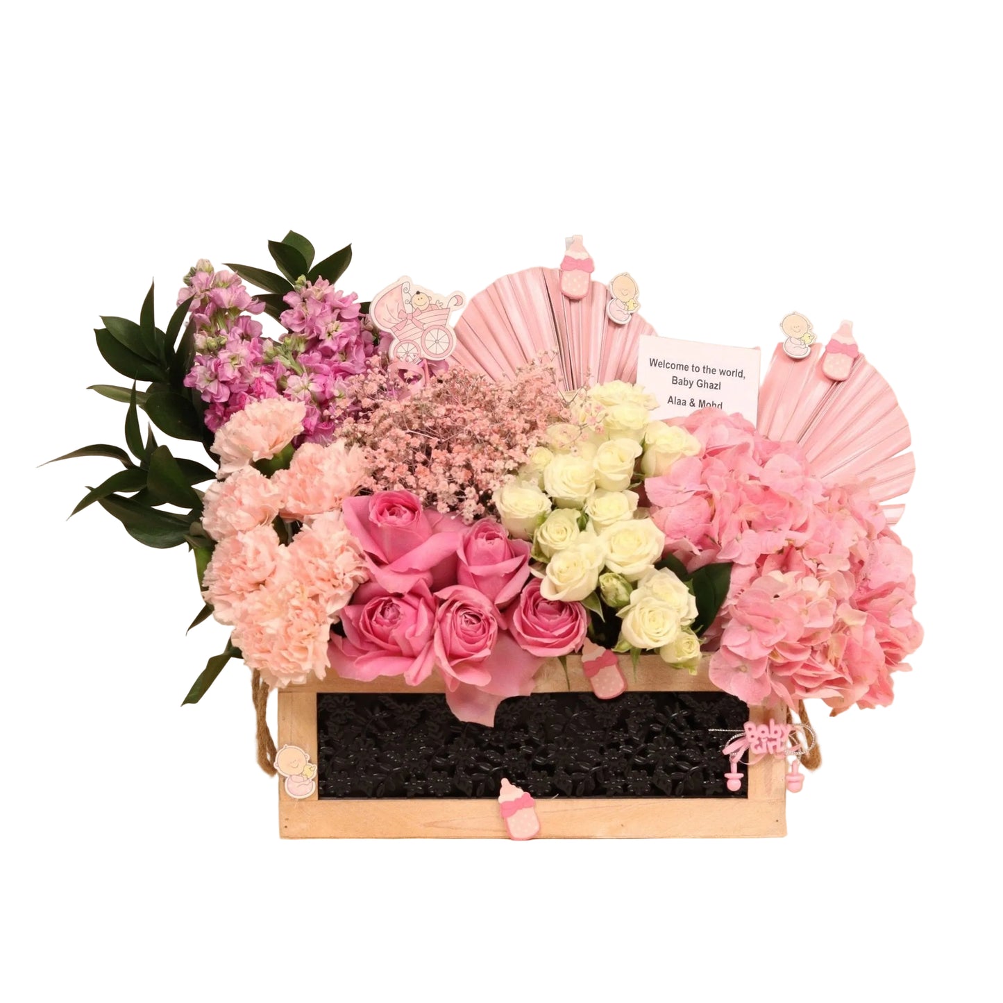 Welcome a new life with the Field Crown arrangement. Just like spring blossoms, this gentle bouquet of soft pink mixed flowers celebrates the arrival of a baby girl with tender hues and heartfelt charm.
A warm and thoughtful gift to welcome her into the world — with fast flower delivery across Dubai.