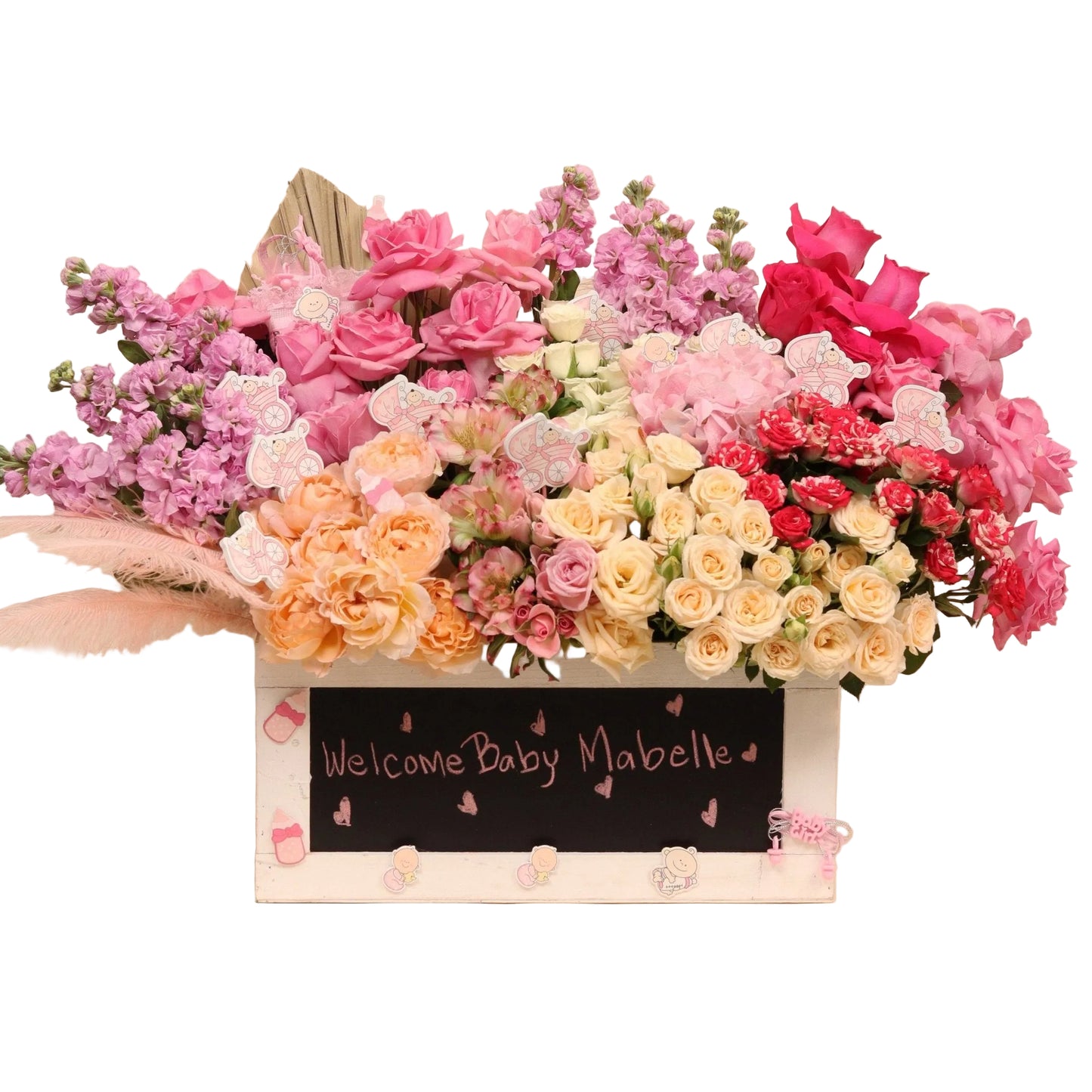 Celebrate the arrival of a precious baby girl with this Deluxe Floral Arrangement — a delicate mix of soft pink roses, lilies, and gerberas. Thoughtfully designed to express love, tenderness, and joyful new beginnings.
Perfect for welcoming a newborn with grace — available for same-day delivery across Dubai.