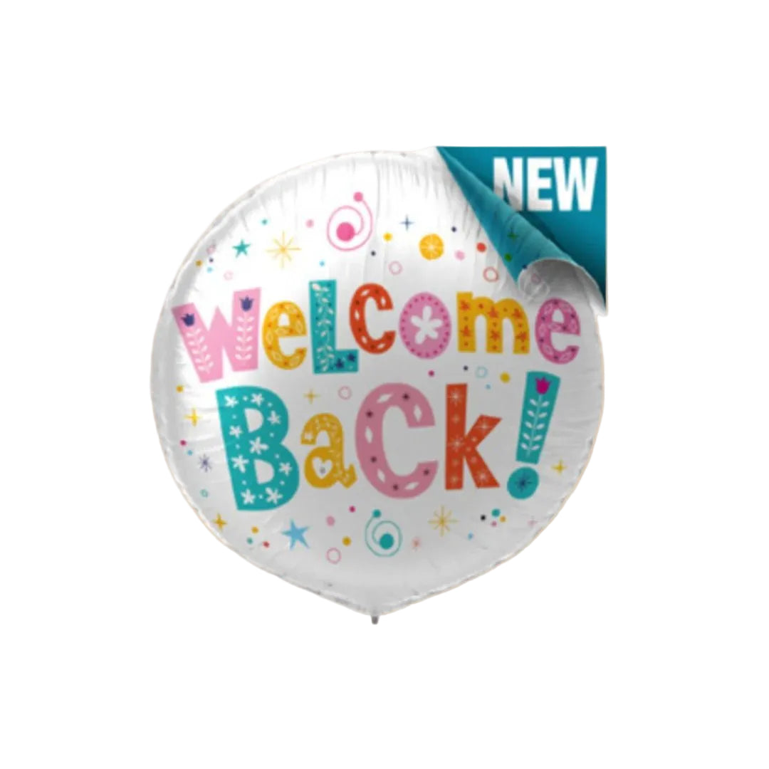 A classy white helium balloon printed with “Welcome Back” – perfect for greeting loved ones or coworkers after time apart. Adds a warm and festive touch to any space, whether at home or the office. Delivered fully inflated and ready to float.