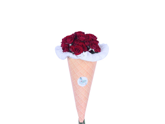 Add a sweet twist to your romantic gesture with our Baby Red Rose Ice Cream Cone Wrap. Featuring a delicate baby red rose beautifully wrapped in a charming ice-cream-style cone, this unique floral gift is perfect for expressing love in a fun and modern way.Ideal for Valentine’s Day, anniversaries, proposals, birthdays, or “just because” moments, this elegant mini rose arrangement delivers big emotions in a small, stylish design.