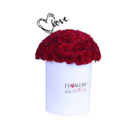 Express your deepest emotions with the “Endless Love” Baby Red Roses Arrangement, featuring fresh, vibrant baby red roses perfectly arranged in a white round box and accented with a delicate acrylic heart. Ideal for Valentine’s Day, anniversaries, birthdays, or any romantic occasion, this elegant arrangement radiates passion, tenderness, and heartfelt love. A luxurious and thoughtful gift that will leave your loved one speechless.