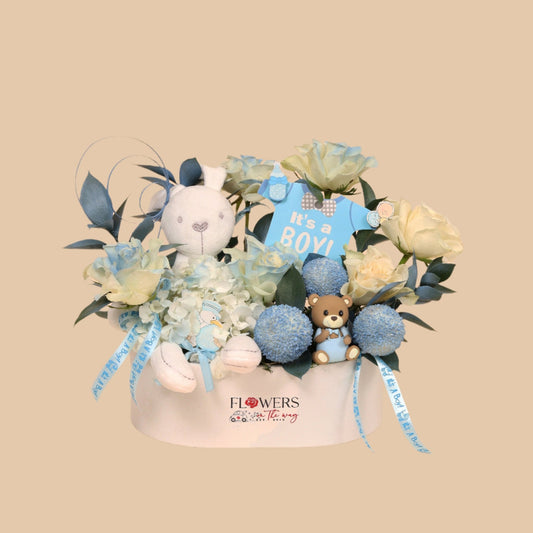 أناقة مولود | Gentle Arrival – Baby Boy - Flowers On The Way