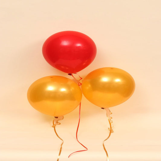بالون أحمر وذهبي | Red &amp; Gold Helium Balloon - Flowers On The Way