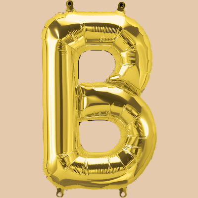 بالون حرف B ذهبي (هيليوم) | Gold Helium Balloon – Letter B - Flowers On The Way