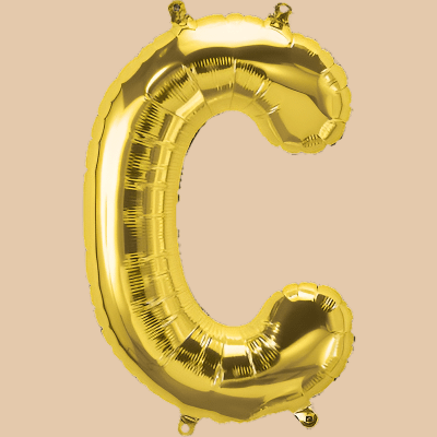 بالون حرف C ذهبي (هيليوم) | Gold Helium Balloon – Letter C - Flowers On The Way