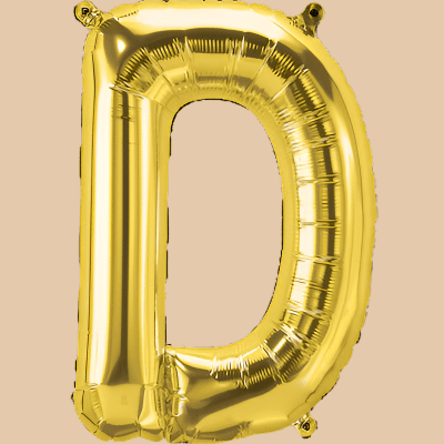 بالون حرف D ذهبي (هيليوم) | Gold Helium Balloon – Letter D - Flowers On The Way