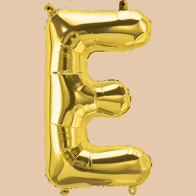 بالون حرف E ذهبي (هيليوم) | Gold Helium Balloon – Letter E - Flowers On The Way