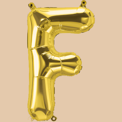 بالون حرف F ذهبي (هيليوم) | Gold Helium Balloon – Letter F - Flowers On The Way