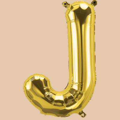 بالون حرف J ذهبي (هيليوم) | Gold Helium Balloon – Letter J - Flowers On The Way