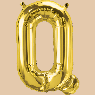 بالون حرف Q ذهبي (هيليوم) | Gold Helium Balloon – Letter Q - Flowers On The Way
