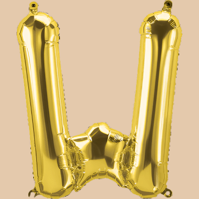 بالون حرف W ذهبي (هيليوم) | Gold Helium Balloon – Letter W - Flowers On The Way
