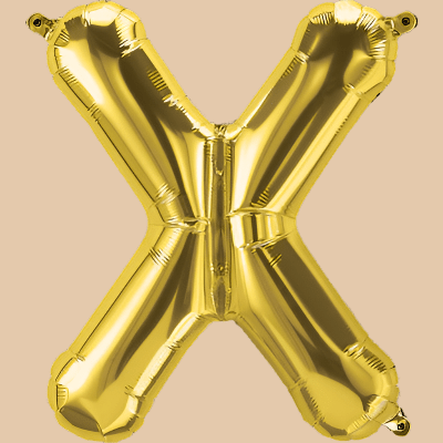 بالون حرف X ذهبي (هيليوم) | Gold Helium Balloon – Letter X - Flowers On The Way
