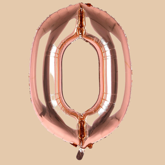 بالون رقم 0 روز غولد (هيليوم) | Rose Gold Helium Balloon – Number 0 - Flowers On The Way
