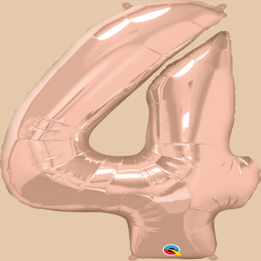 بالون رقم 4 ذهبي × روز غولد (هيليوم) | Helium Balloon Number 4 – Gold × Rose Gold (1m) - Flowers On The Way
