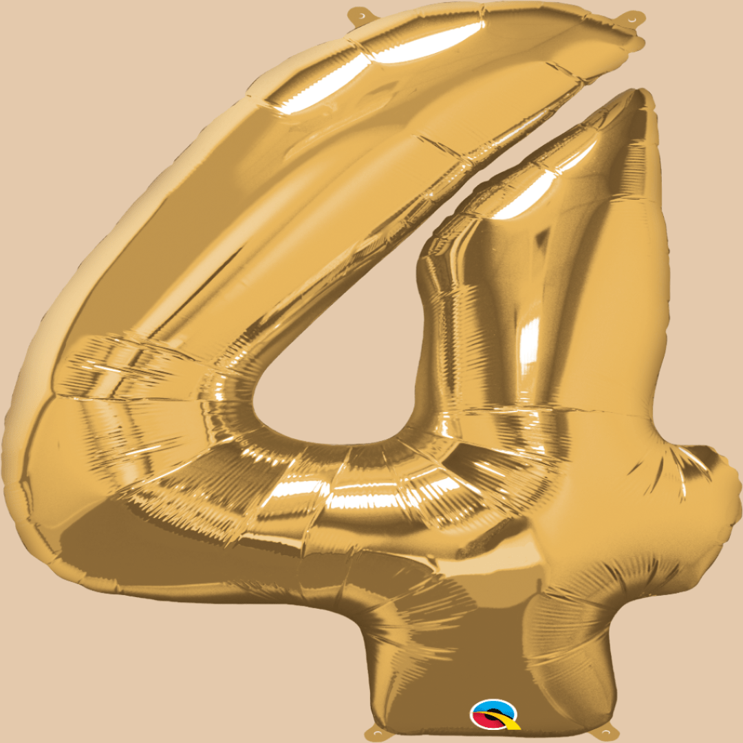 بالون رقم 4 ذهبي × روز غولد (هيليوم) | Helium Balloon Number 4 – Gold × Rose Gold (1m) - Flowers On The Way