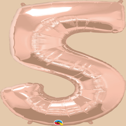 بالون رقم 5 روز غولد (هيليوم) | Rose Gold Helium Balloon – Number 5 - Flowers On The Way