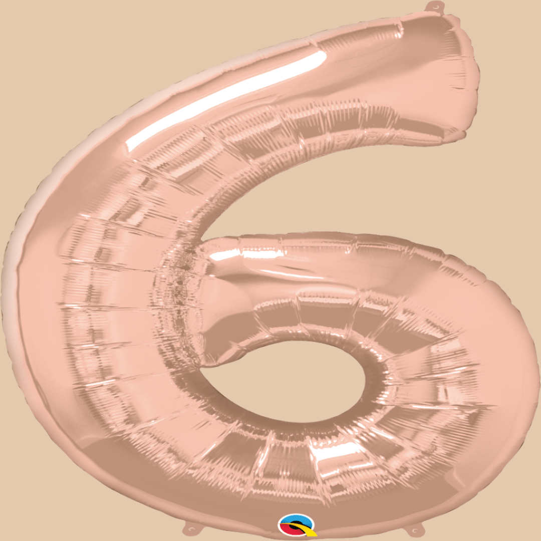 بالون رقم 6 روز غولد (هيليوم) | Rose Gold Helium Balloon – Number 6 - Flowers On The Way