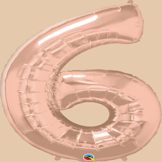 بالون رقم 6 روز غولد (هيليوم) | Rose Gold Helium Balloon – Number 6 - Flowers On The Way