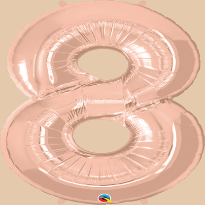بالون رقم 8 (روز غولد – فضي – ذهبي) | Helium Balloon Number 8 (Rose Gold – Silver – Gold) - Flowers On The Way