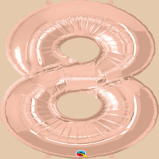 بالون رقم 8 (روز غولد – فضي – ذهبي) | Helium Balloon Number 8 (Rose Gold – Silver – Gold) - Flowers On The Way