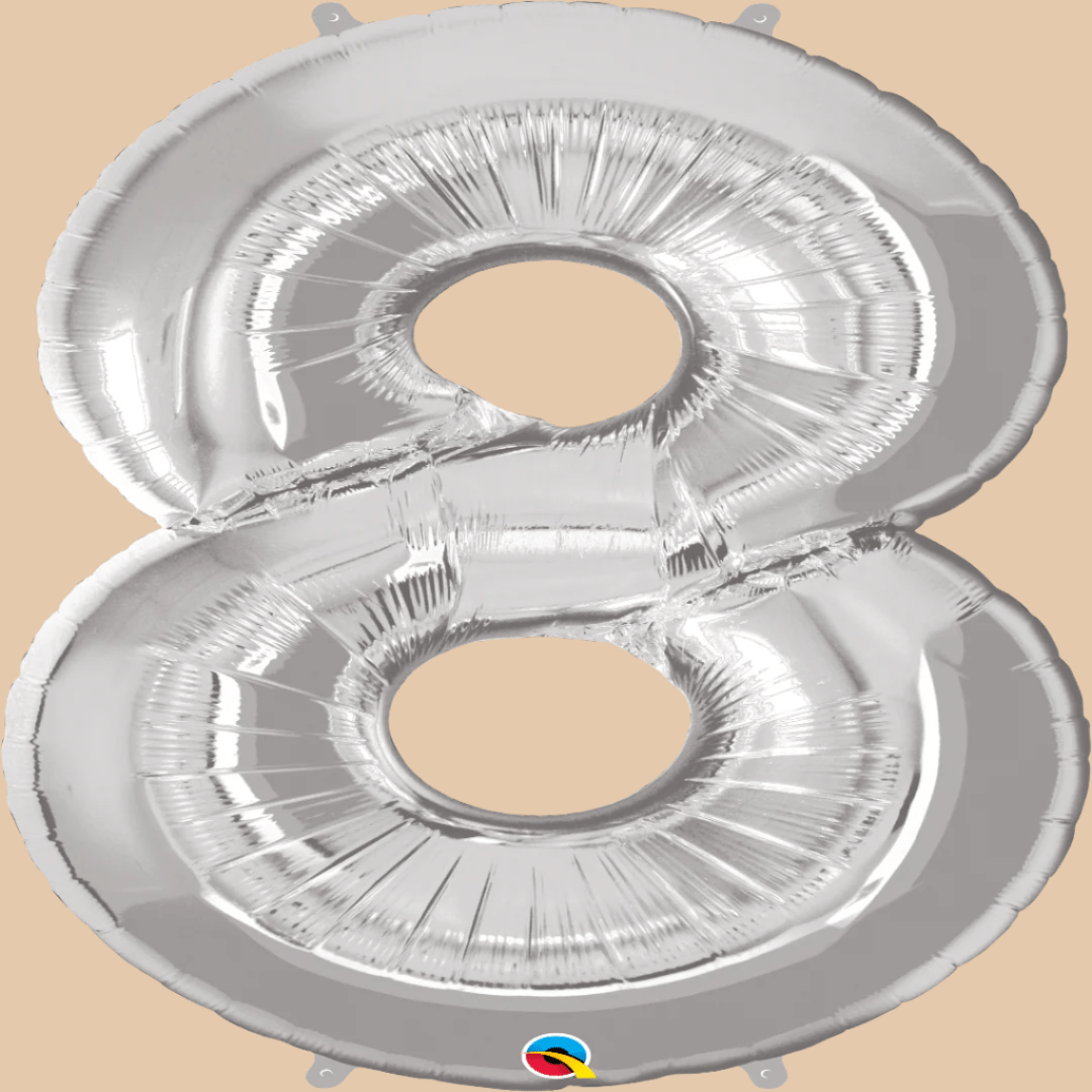 بالون رقم 8 (روز غولد – فضي – ذهبي) | Helium Balloon Number 8 (Rose Gold – Silver – Gold) - Flowers On The Way