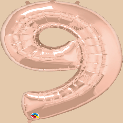 بالون رقم 9 (ذهبي × روز غولد) | Helium Balloon Number 9 (Gold × Rose Gold) - Flowers On The Way