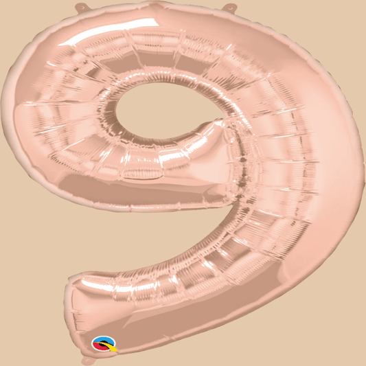 بالون رقم 9 (ذهبي × روز غولد) | Helium Balloon Number 9 (Gold × Rose Gold) - Flowers On The Way