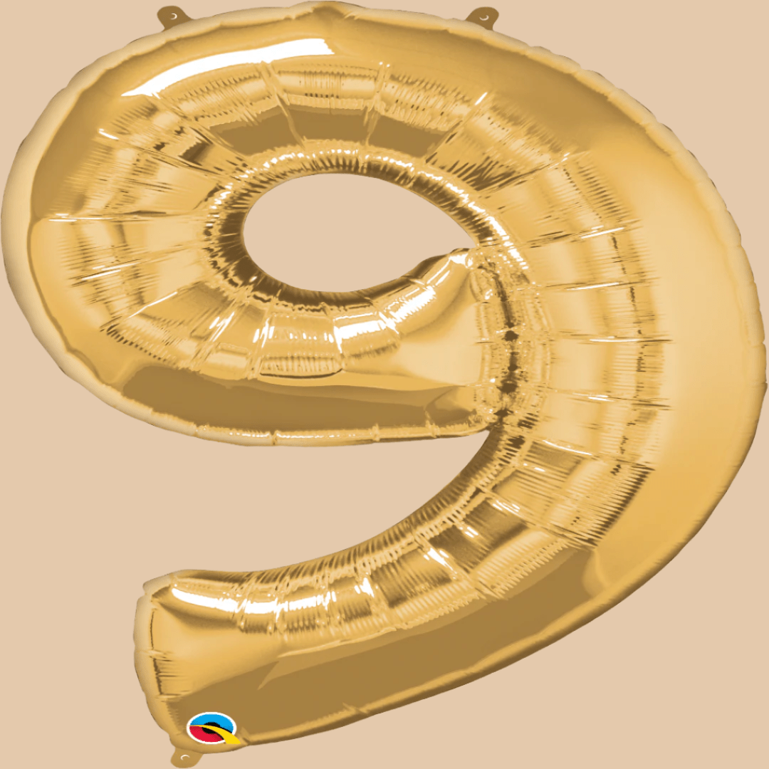 بالون رقم 9 (ذهبي × روز غولد) | Helium Balloon Number 9 (Gold × Rose Gold) - Flowers On The Way