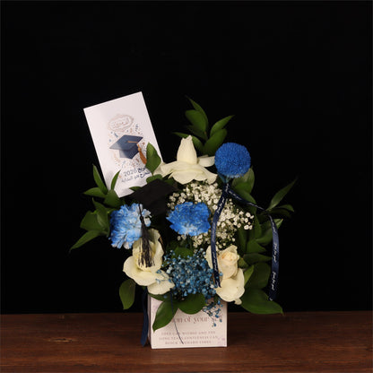 Blue & White Graduation Box