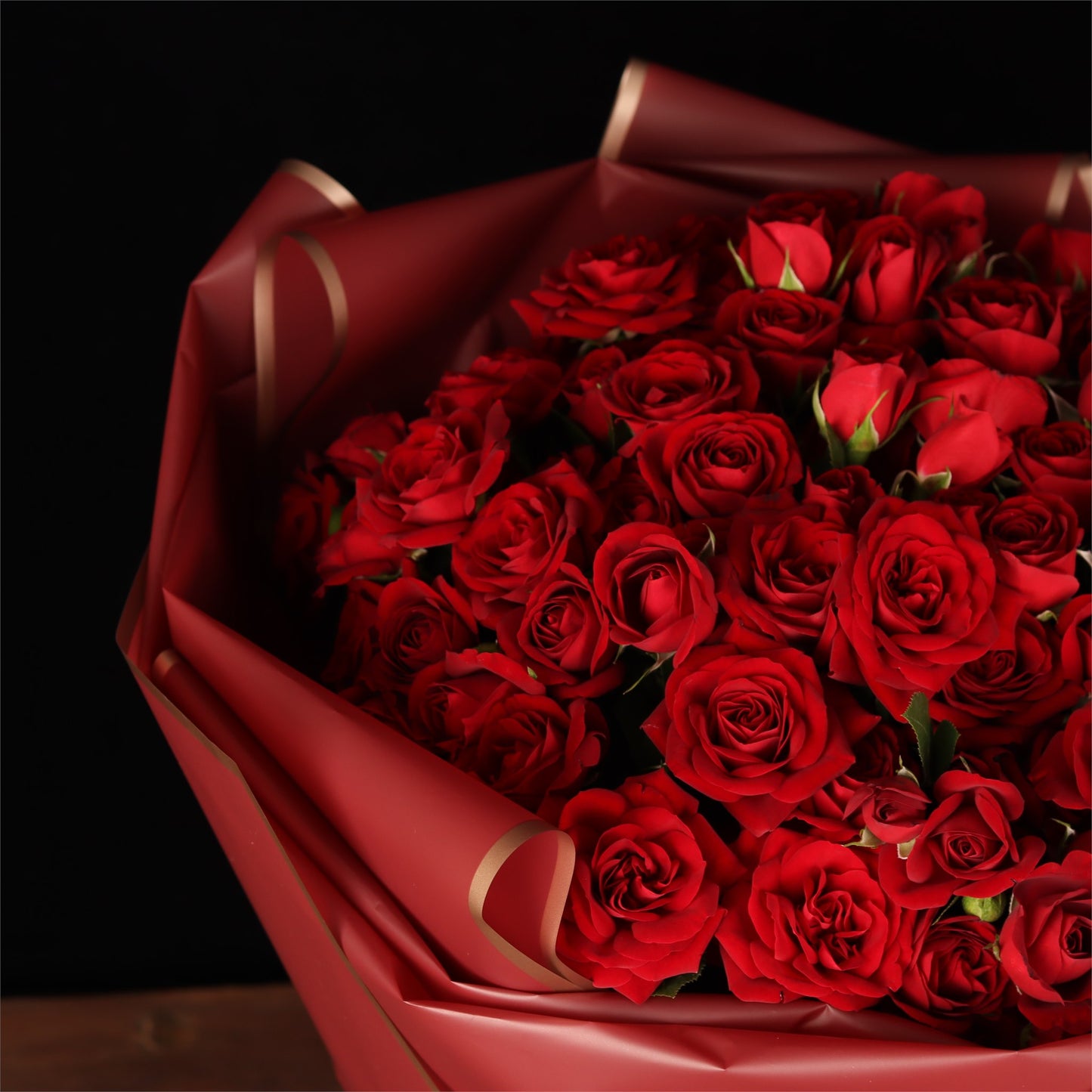 Burgundy Wrap Rose Bouquet - alternate view