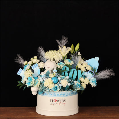 Deluxe White Floral & Teddy Leather Box - alternate view
