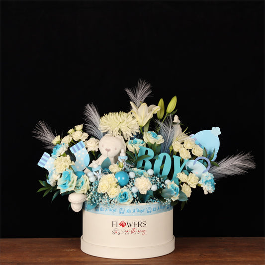 Deluxe White Floral & Teddy Leather Box - alternate view