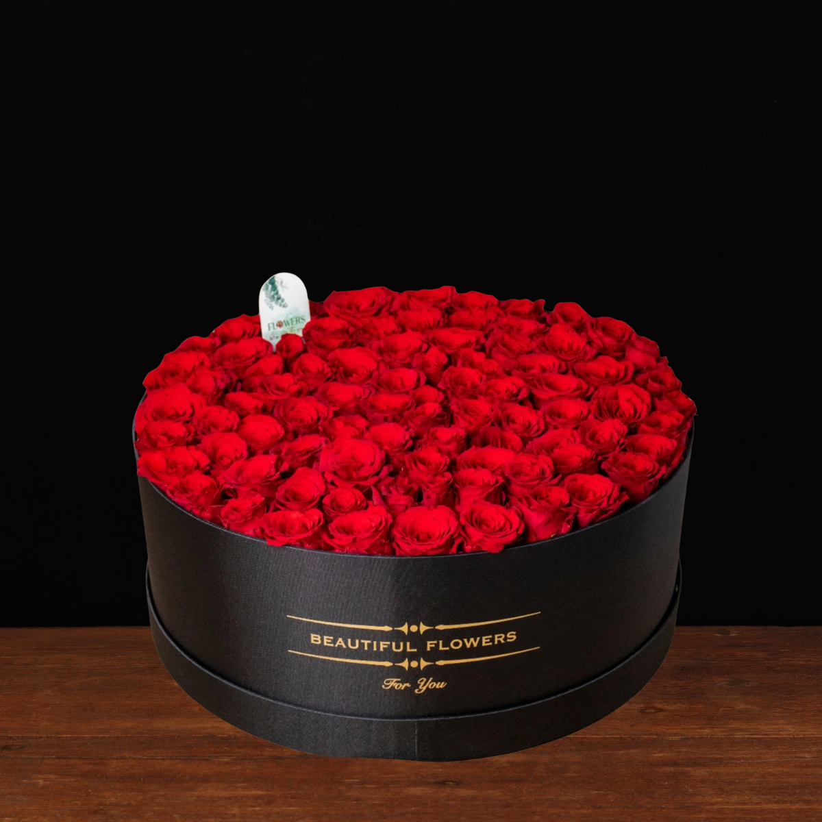 Throne of Passion 119-Rose Box – 119 red roses dome in matte black round box, Valentine's Day flower delivery Dubai