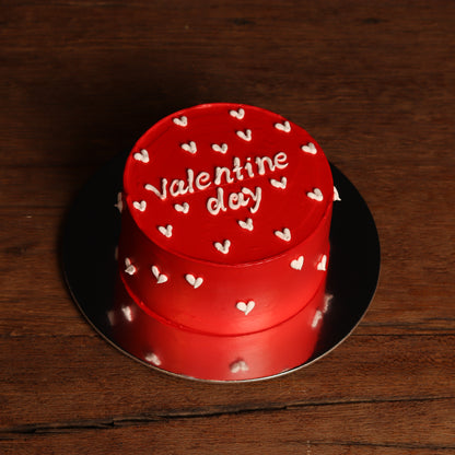 Sweet Love Chocolate Mini Bento Cake – red 300 g chocolate cake with white hearts, Valentine's Day flower delivery Dubai