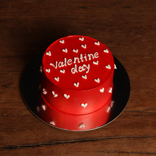 Sweet Love Chocolate Mini Bento Cake – red 300 g chocolate cake with white hearts, Valentine's Day flower delivery Dubai