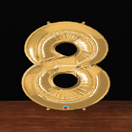 Gold Number 8 Balloon