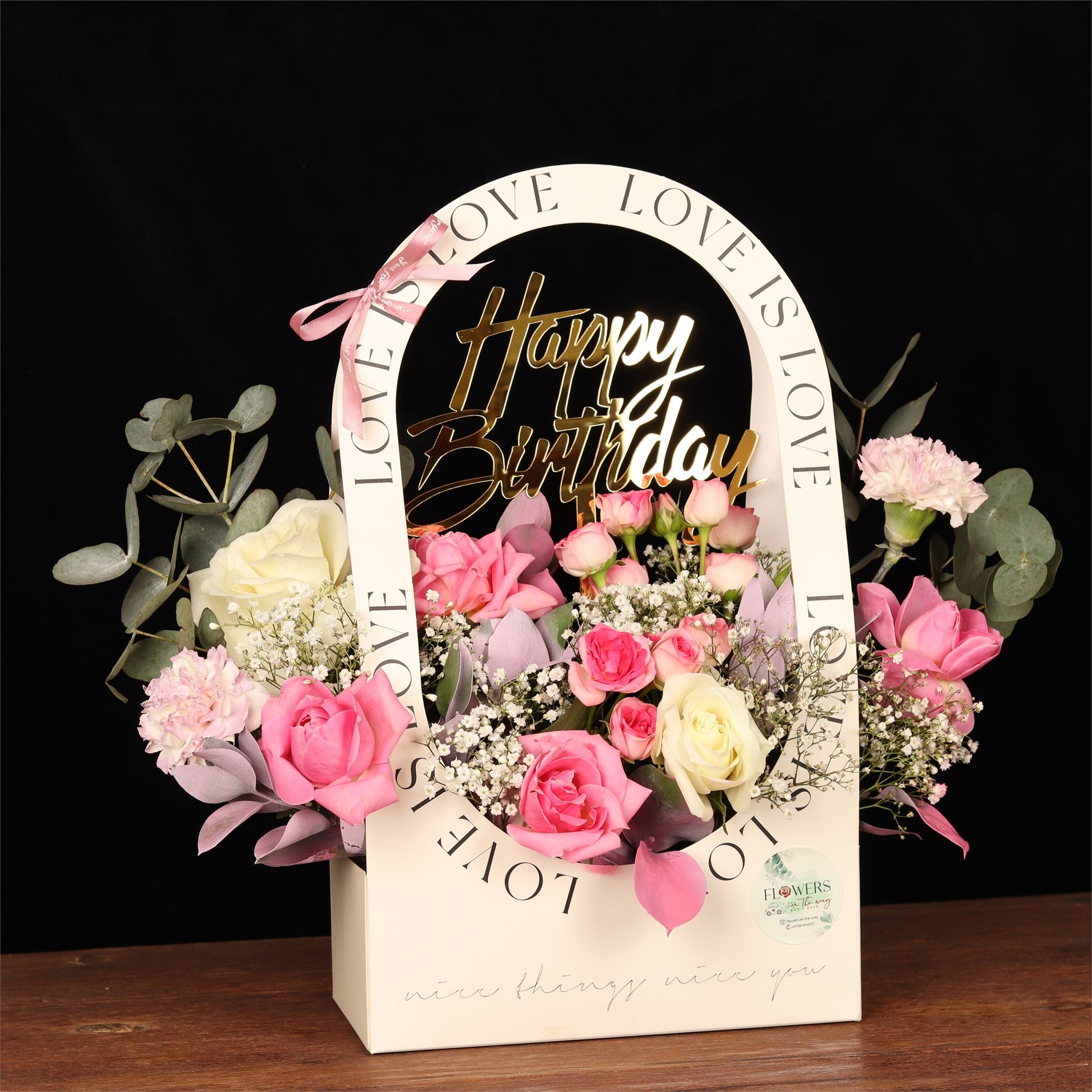 Happy Birthday Arch Blooms - alternate view
